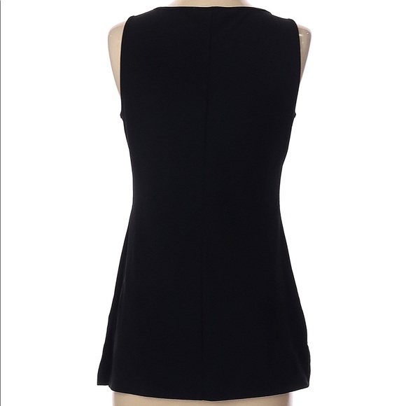 Boston Proper Black Pleated Solid Peplum Sleeveless Blouse SZ 4 - Picture 5 of 9